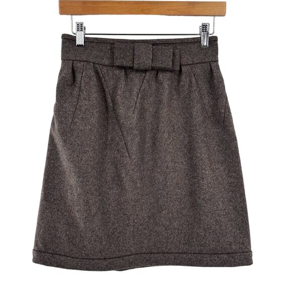Uniqlo x Jil Sander +J‎ Skirt Size 2 Wool Bow Brown Liner Twee - Picture 1 of 11